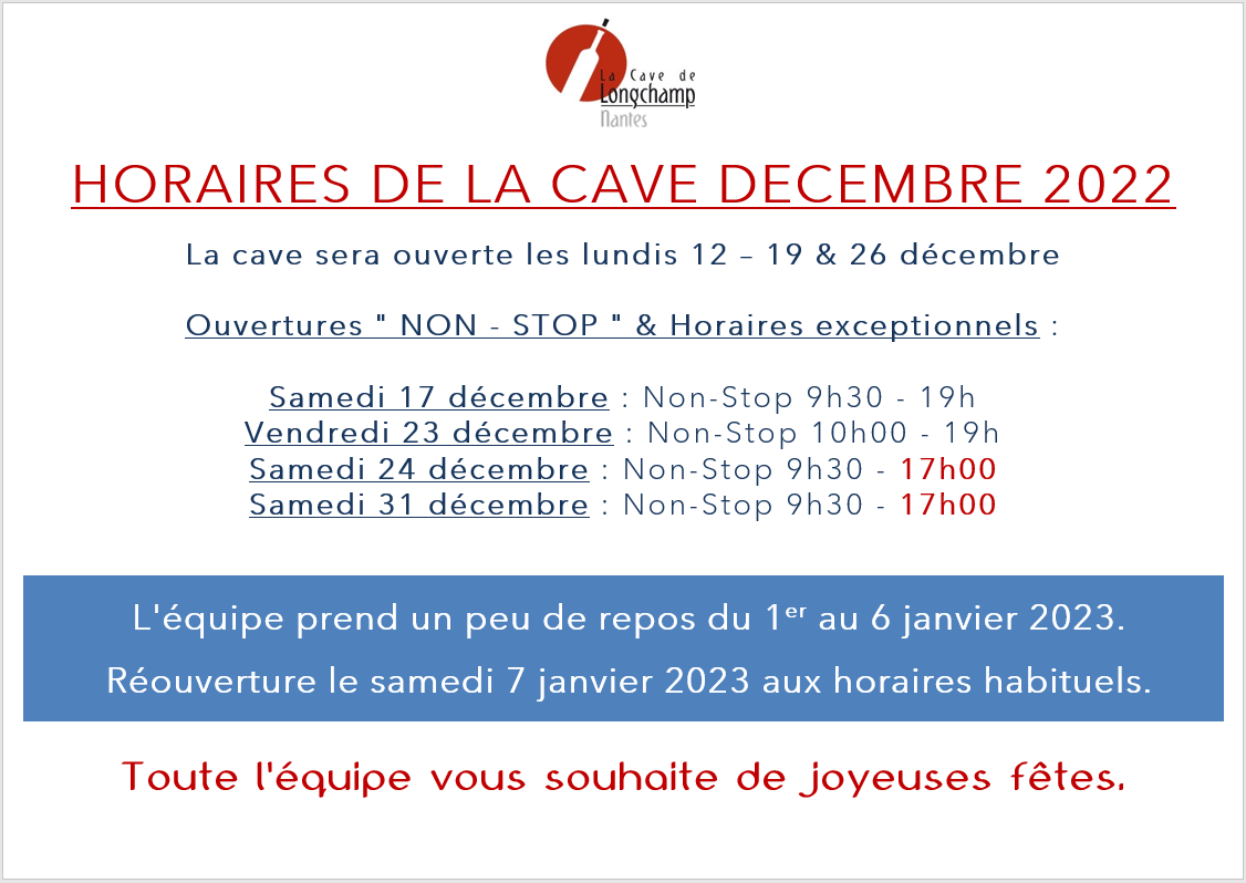 Dec 22 Horaires Excep Fermeture Cave janvier 23